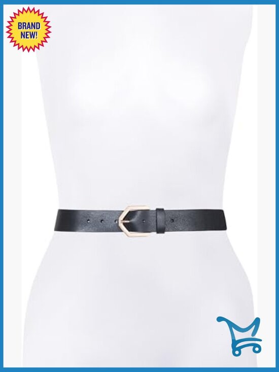 Flat Leather Belt with Hexagon Buckle, Adjustable main image 4